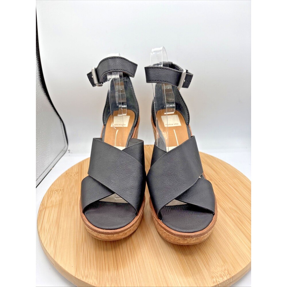 Dolce Vita Unbane Black Cork Wedge Sandal Open Toe Ankle Strap NWOT Size  9.5 - Picture 4 of 10